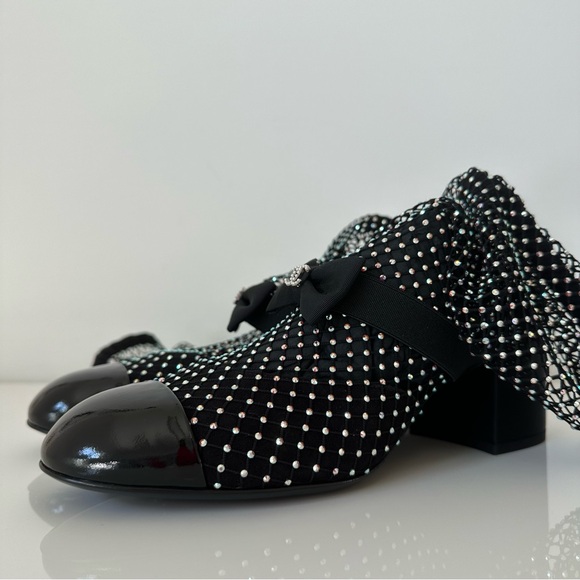 CHANEL
Resille Strass Kid Suede Patent Mary Jane Black Knee High Boots - Picture 5 of 15